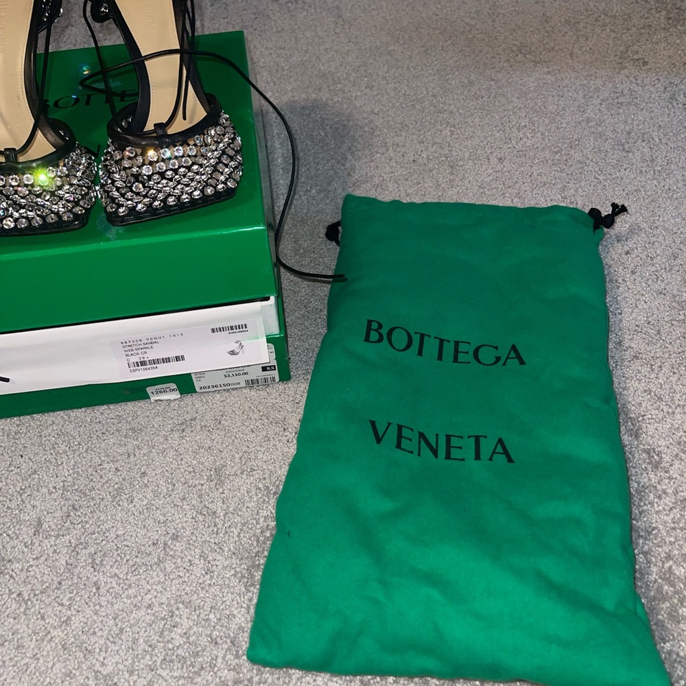 Bottega Veneta Black Crystal-Embellished Heels 38.5 Brand New in Box - Picture 4 of 9